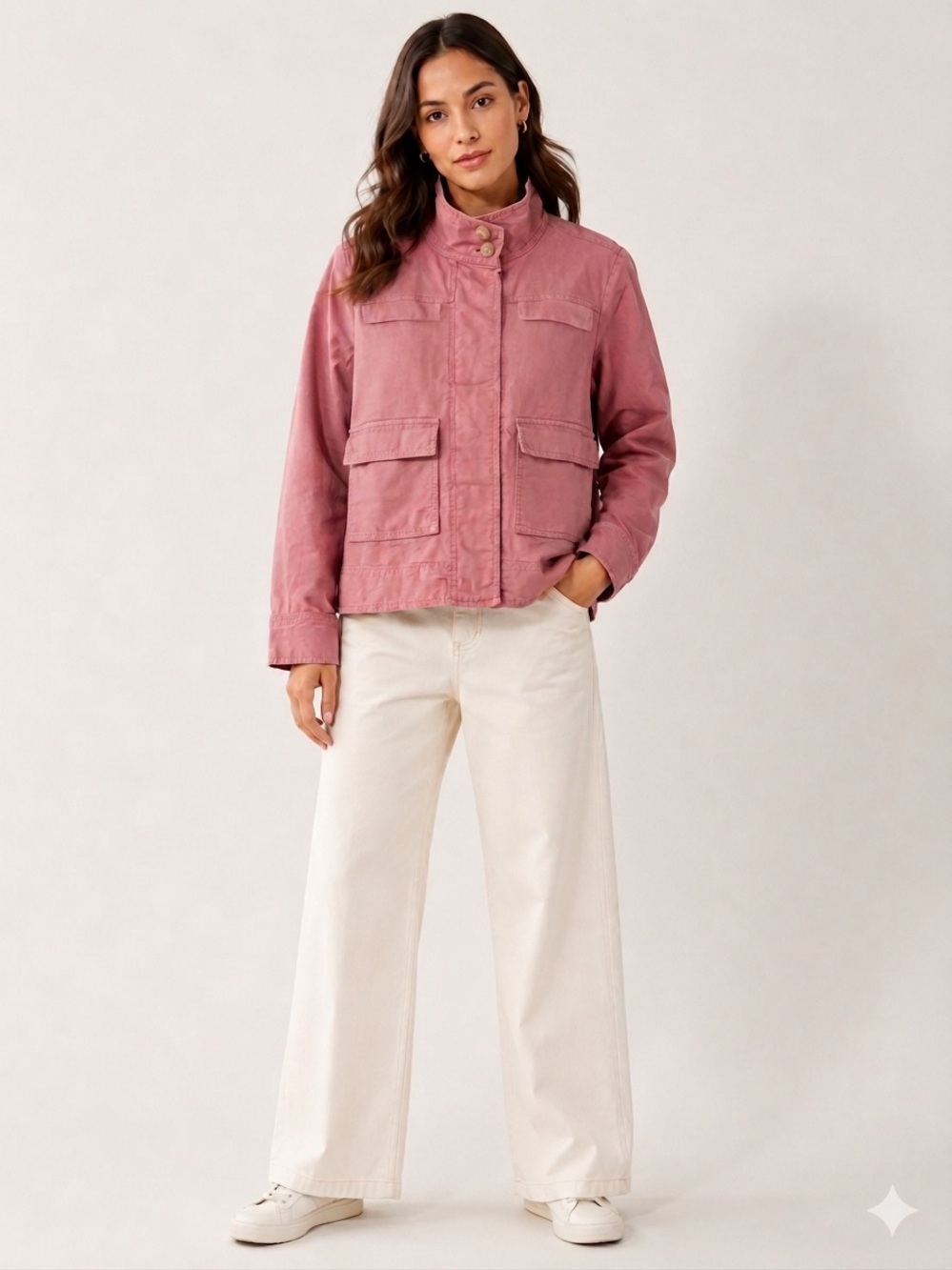 LOFT Petites Utility Jacket Women’s SP Dusty Rose Linen Cotton Blend Field Coat
